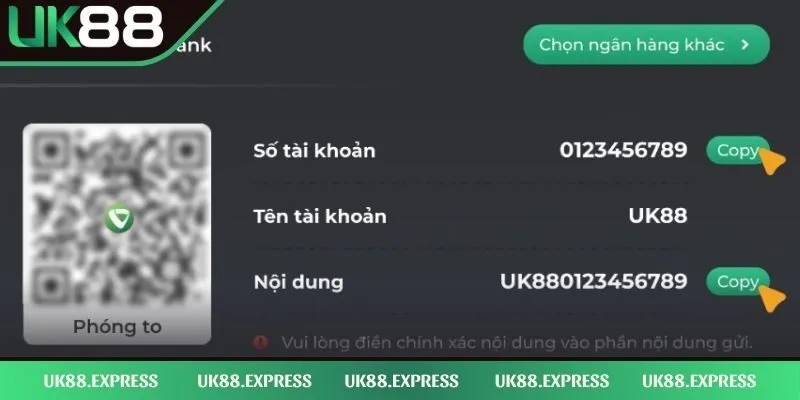 Hướng Dẫn Nạp Tiền UK88 Nhanh Chóng Theo Từng Phương Thức 1 Nắm chắc các bước nạp vốn nhanh chóng qua ngân hàng