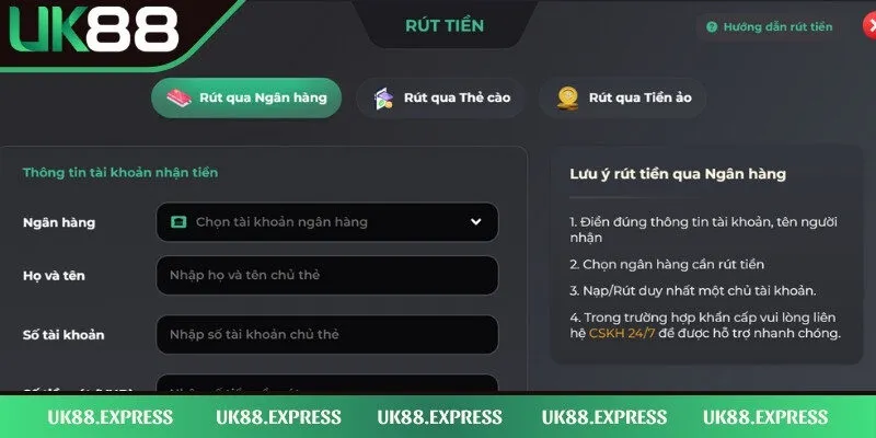 Rút Tiền UK88 - Hướng Dẫn Thao Tác Nhanh Chóng, An Toàn 2 Kiểm tra kỹ càng thông tin trước khi bấm hoàn tất