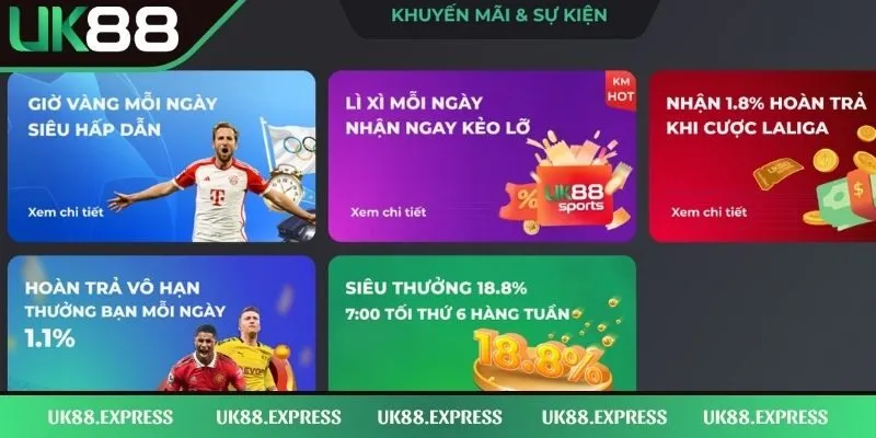Vì sao UK88 có sảnh thể thao đẳng cấp nhất thế giới? 4 Săn ngay các ưu đãi sự kiện hấp dẫn